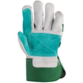 154L - SZÜRKE HASÍTÉK,DUPLA BŐR TENYÉR/ZÖLD VÁSZON