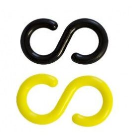   Összekötőszem Lánchoz, Sárga/Fekete, "S" Alakú - 10Db
